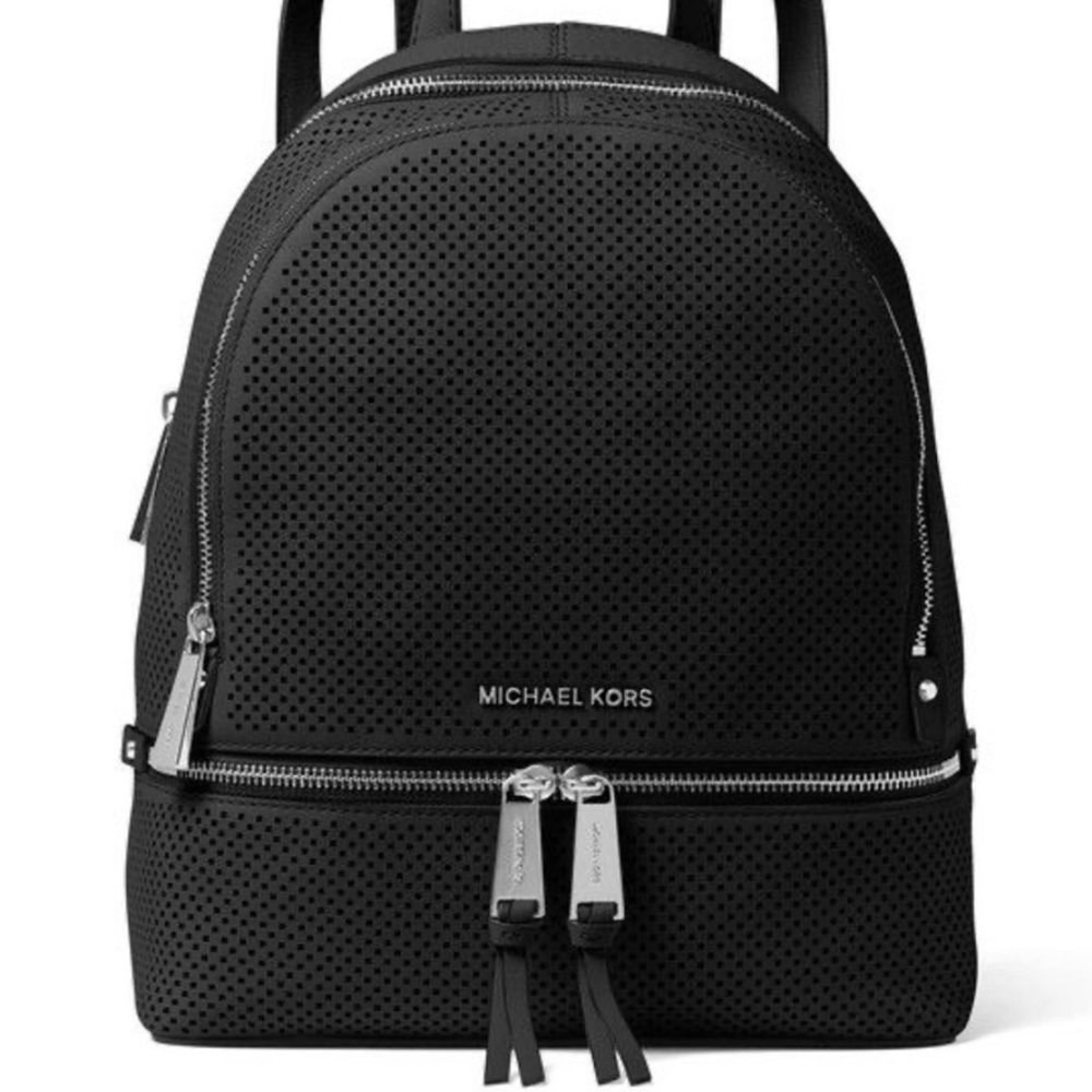 Black Perforated Michael Kors Backpack